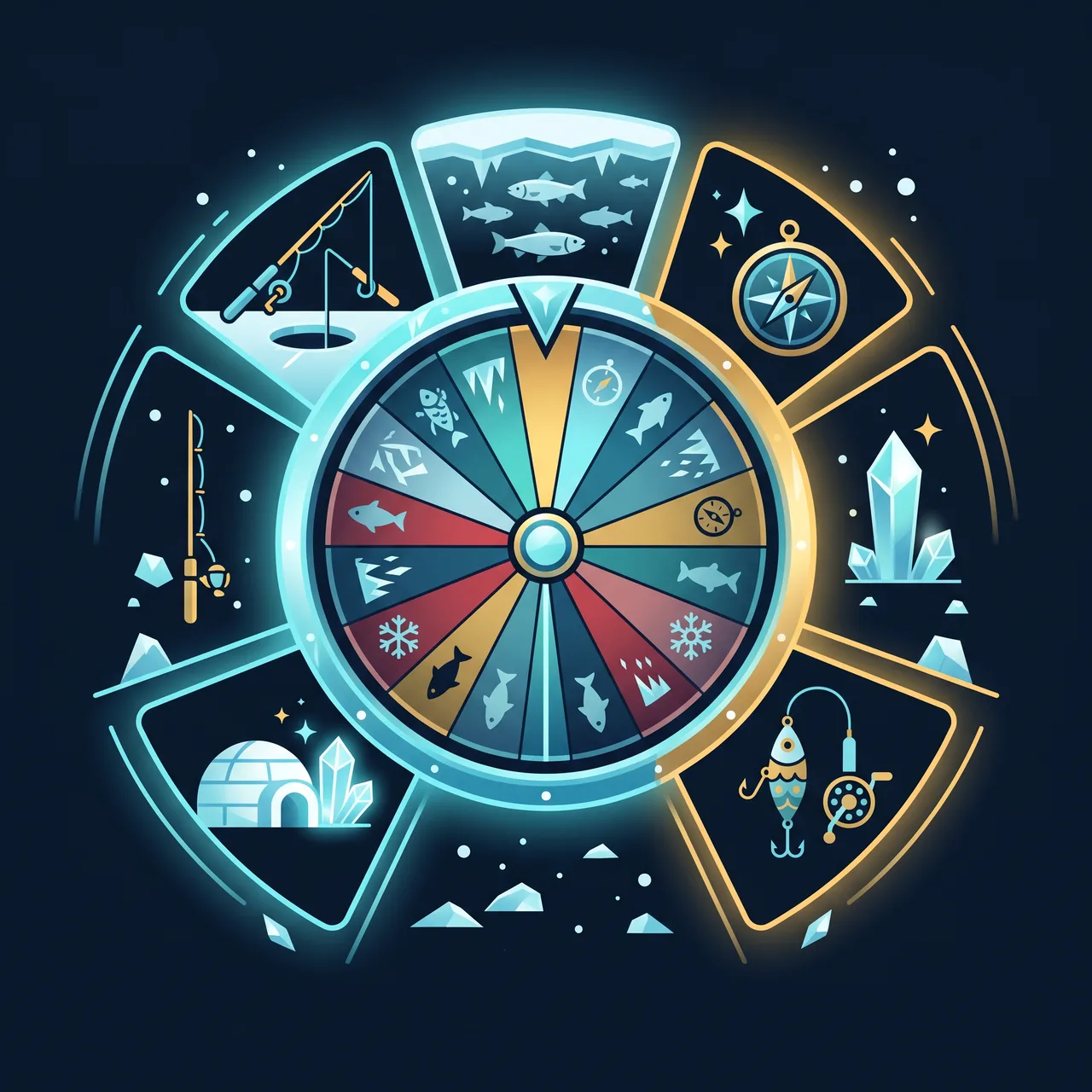 Diagrama da roda do Ice Fishing com os bet spots